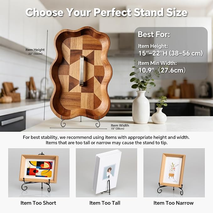Artliving Plate Stands for Display, 15Inch Black Iron Easel Plate Display Photo - Image 5