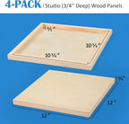 Falling in Art 4 Pack 12x12’’ Unfinished Birch Wood Panels Kit - Image 4