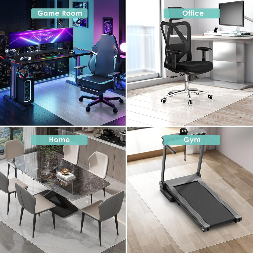 Vicwe Office Chair Mat for Hardwood Floor, 63" x 51" Large Office Chair Mat,Computer Chair Mat for Hardwood, Easy Glide for Chairs, Multi-Purpose Floor Protector Desk Chair Mat for Home Office