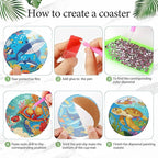 EWJRNSF 8 PCS Small Diamond Art Coasters Kits, Diamond Painting Coasters - Image 3