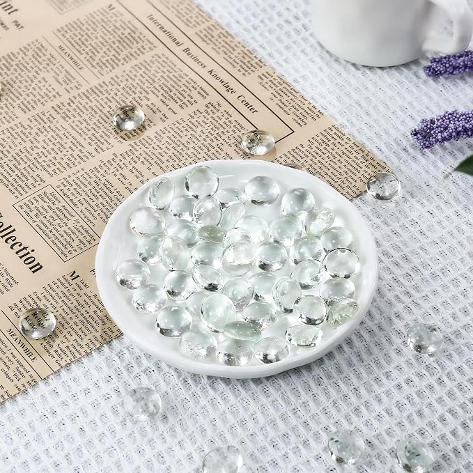 CYS EXCEL Clear Glass Gemstone Beads Vase Fillers Flat Marble Beads Multiple - Image 5