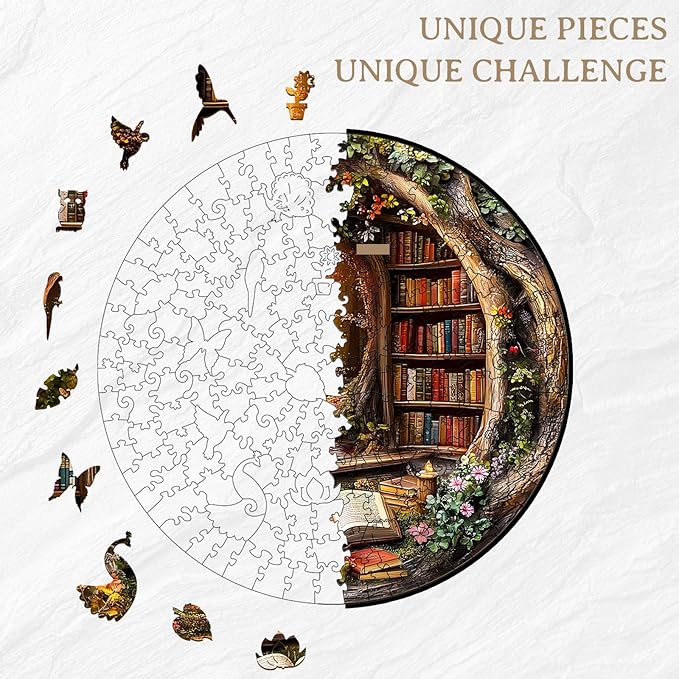 KAAYEE Wooden Puzzles for Adults, 3D Visual Effect Tree House Library Wooden - Image 3