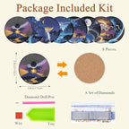 Gemozaic 8PCS Diamond Art Coasters Kit, Moon Night Landscape Diamond Painting - Image 6