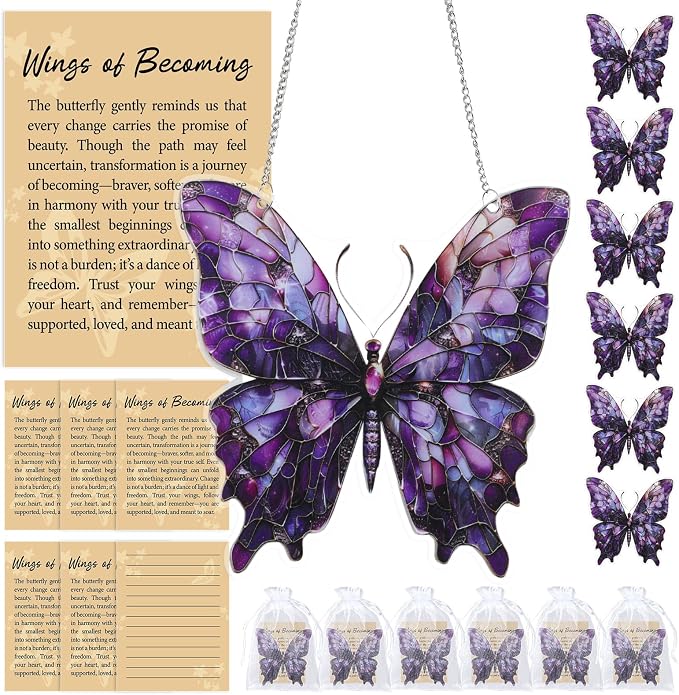 Butterfly Gifts for Women Colorful Acrylic Butterfly Suncatcher Ornament Faux by OBUSATT
