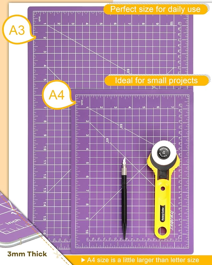 Density-upgraded 9"x12" Self Healing Cutting Mat, Idemeet Rotary Sewing Mat - Image 2