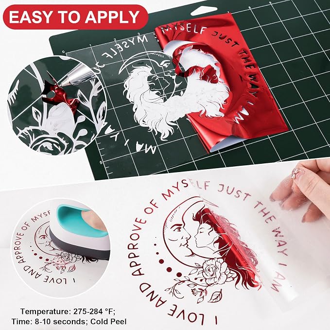 VINYL FROG Red Metallic Foil Heat Transfer Vinyl Roll 12" x12ft Red Iron on - Image 5