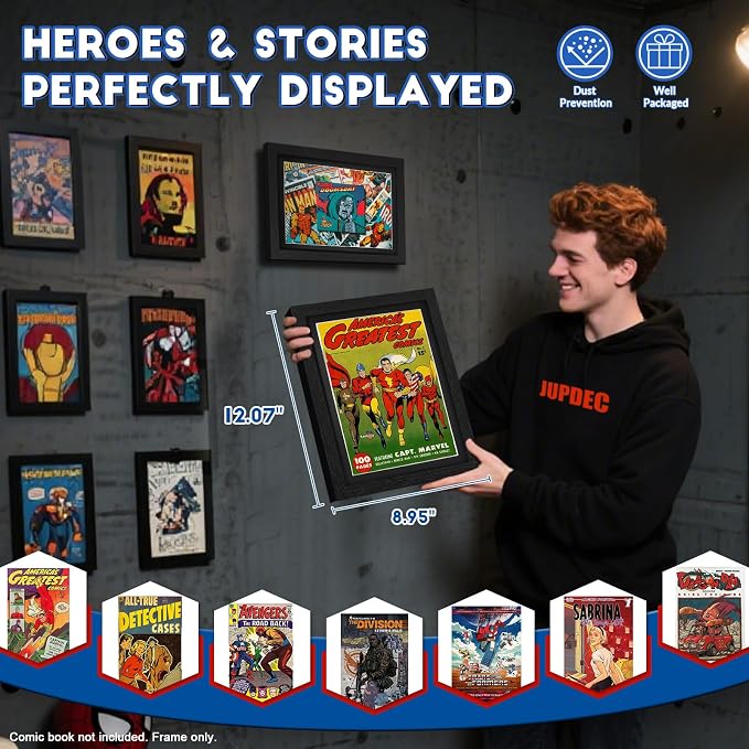 JupDec Comic Book Frame, Premium Wood Display Case - Image 5