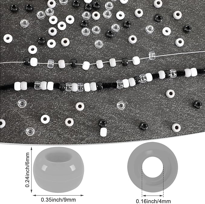 UPINS 1200Pcs Black and White Pony Beads, Halloween Pony Beads Bulk Hair Crafts - Image 2