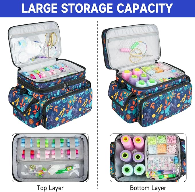 LEFOR·Z Large Sewing Supplies Organizer, Double-Layer Sewing Accessories - Image 3