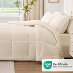 Love's cabin Full Comforter Set Beige, 7 Pieces Full Bed in a Bag, All Season - Image 5