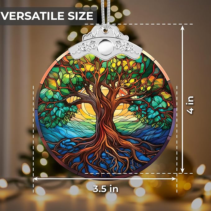 Christmas Ornaments 2025 Faux Stained Glass Effect, Christmas Tree Ornaments - Image 3