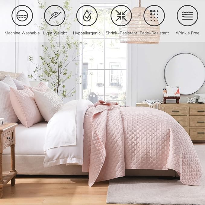 HORIMOTE HOME Quilt King Size Light Pink, Lightweight Quilt - Image 2
