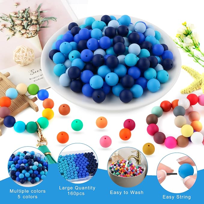 160Pcs Silicone Beads 12mm Mix Color, Bulk Silicone Beads 12mm - Image 3