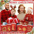 Kolldenn 24 Pcs Christmas Party Favors Bags Red and Gold Christmas Goodie Gift - Image 6