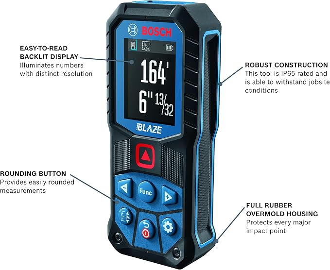 BOSCH GLM165-22 165 Ft Blaze Laser Distance Measure, Includes 2 AA Batteries - Image 2