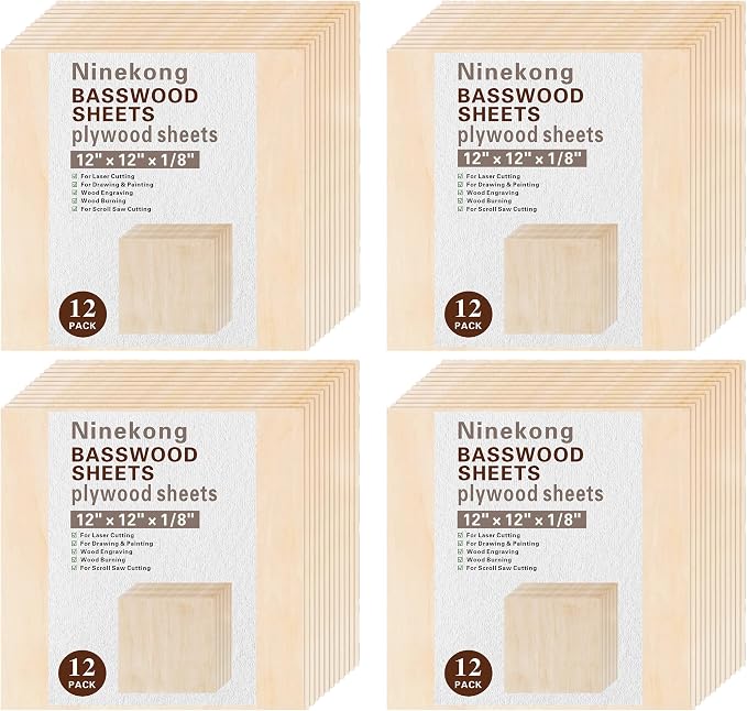 48 Pack Basswood Sheets 1/8 inch, 3mm Basswood by Unknown