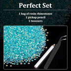 5000pcs 2mm Resin Rhinestones Bulk, Transparent Lake Blue AB Flatback Round - Image 4