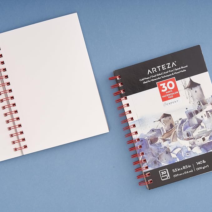 ARTEZA Watercolor Paper, 30 Sheets Each, 5.5x8.5 Inches Water Pad, Spiral Bound - Image 7