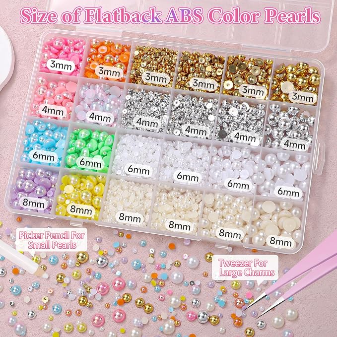 9000Pcs Gold Silver White Beige Flatback Pearls - Image 2