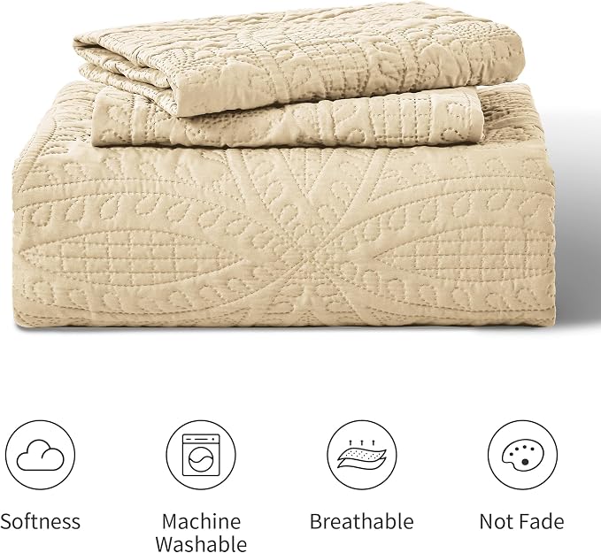 Love's cabin Quilts for Full Bed Camel Bedspreads Bedding Set - Image 8