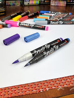 20 Brush Tip Acrylic Paint Pens, Classic and Metallic Color Double Pack - Image 4