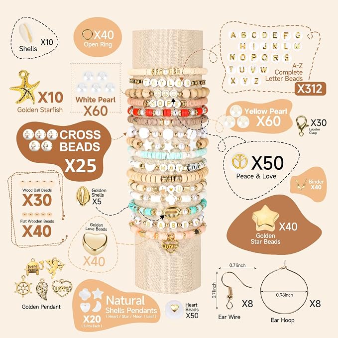 Pizooro Clay Beads 3 Boxes Bracelet Making Kit, Round Letter Beads - Image 4