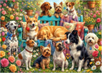 Garden Dogs Gathering Puzzles for Adults 1000 Pieces, Impossible Challenging by FLYHOUR