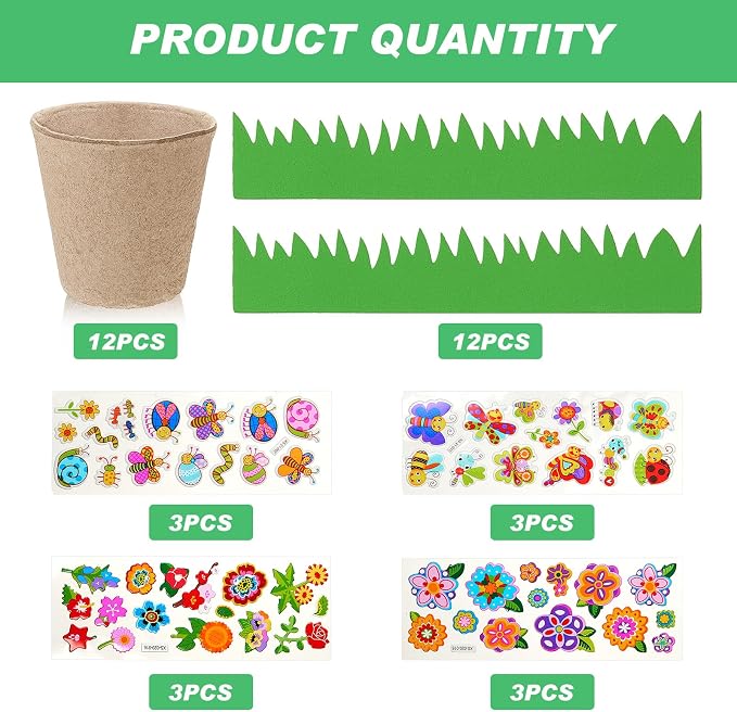 Jecery 30 Sets Garden Paper Craft Kit DIY Foam Flower Pots, Flower Planting and - Image 2