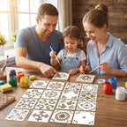 Yuanchu 16 Pack Tile Stencil Set, Reusable Spanish Mexican Talavera Stencils - Image 7