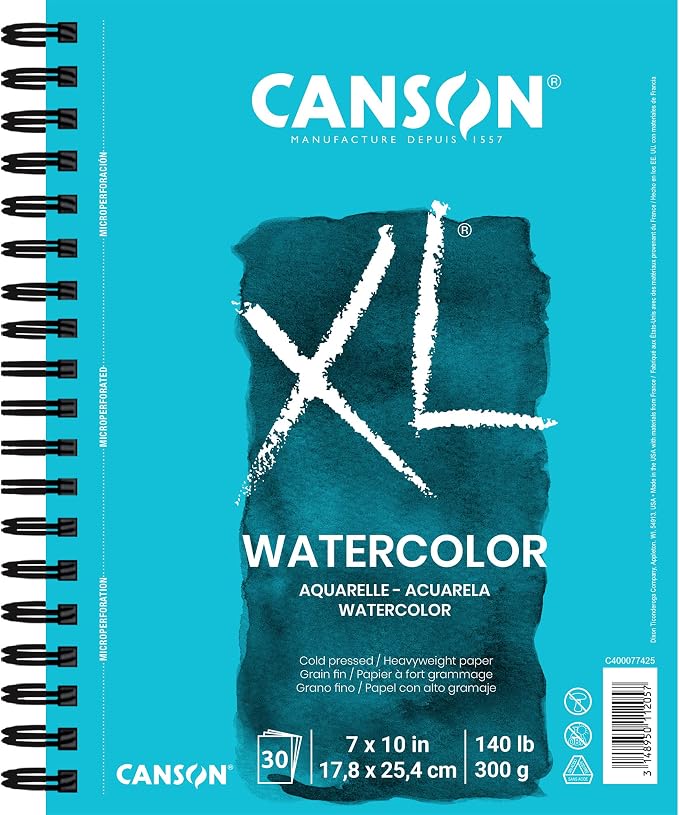 Canson XL Series Watercolor Paper, Wirebound Pad, 7x10 inches, 30 Sheets by Unknown