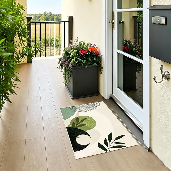 Modern Abstract Plant Area Rug 15.7 x 23.6 Inches, Faux Cashmere Door Mat - Image 6