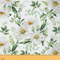 Boho Daisy Fabric by The Yard, Watercolor White Floral Soft Flannel Polyester by CastleFairy