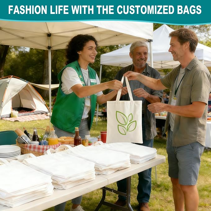 60-Pack Sublimation Blanks Tote Bags, Off-White Canvas Bags - Image 2