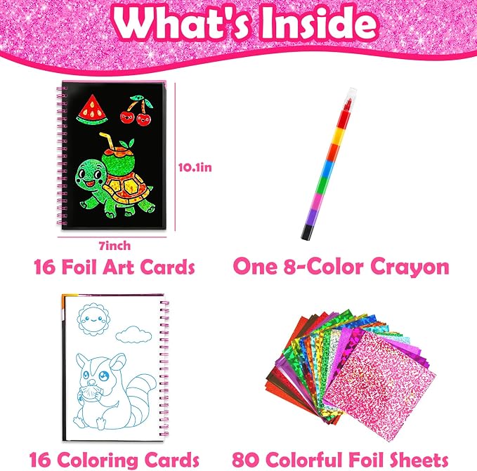FUNNYB&G Foil Art Craft Kit for Girls 4-10 Years Old: Mess-Free & No-Glue - Image 5