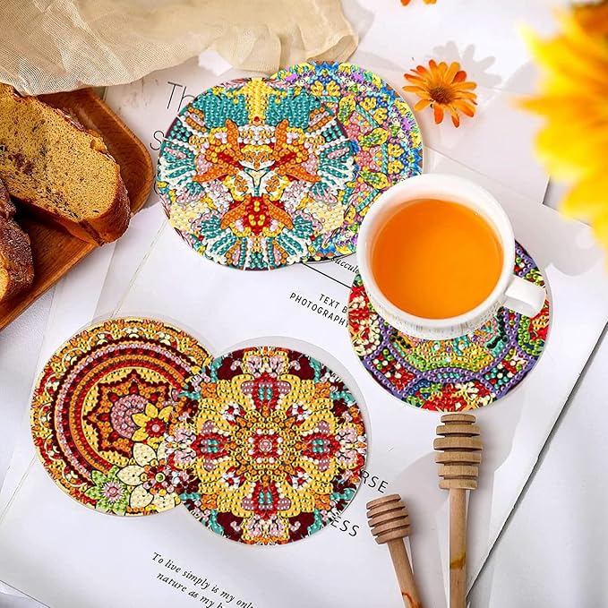 EWJRNSF 10 PCS Mandala Diamond Art Coasters Kit - Image 4