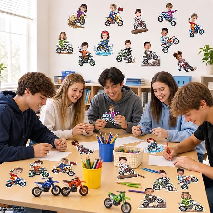 120pcs Motorcycle Avatar Cutouts Motorcycle Bulletin Board Decorations Back to - Image 5