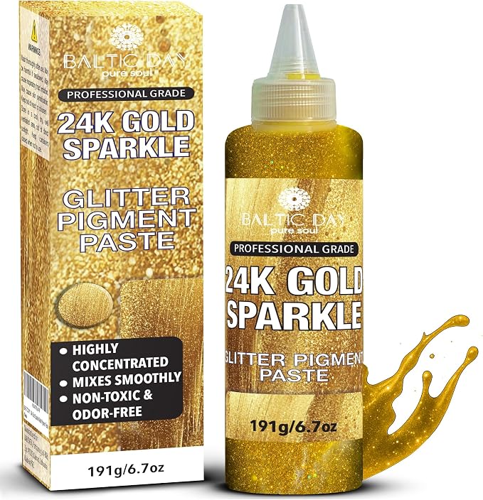 24K Gold Radiance Glitter Epoxy Pigment Paste XL – Ultra-Concentrated Opaque by BALTICDAYpuresoul