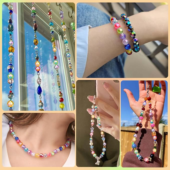 BONNY BOXX 1000pcs 6mm Acrylic Faceted Round Crystal Beads Transparent Mix - Image 5