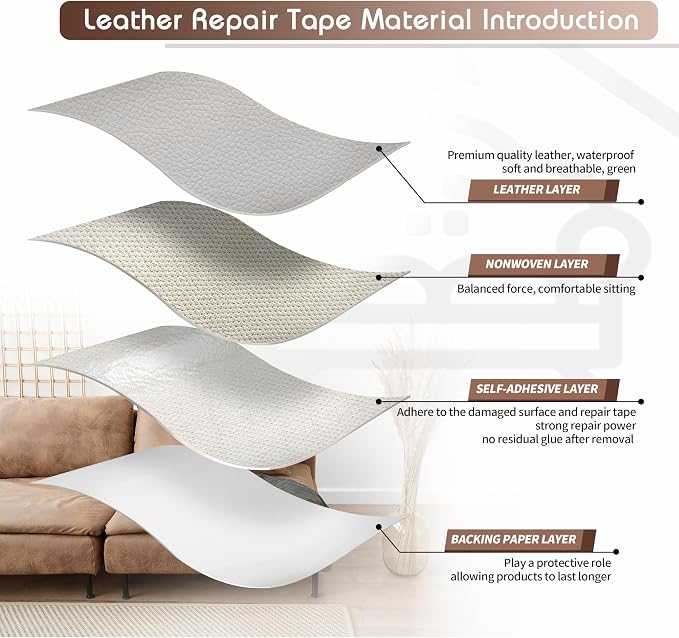 KING MOUNTAIN Leather Repair Patch, 2 Packs 9 x 11 Inches self Adhesive Leather - Image 3