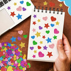 987 Pcs Glitter Foam Stickers, Heart & Star Shapes Stickers, 7 Sheets Colorful - Image 8