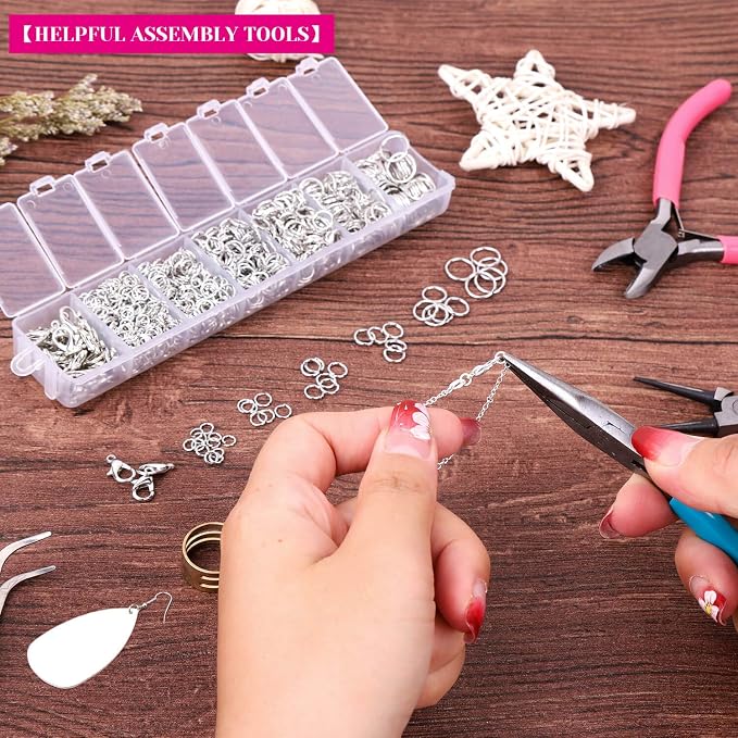 Cridoz Jewelry Repair Kit with 1520 Silver Jump Rings and 3Pcs Pliers - Image 6