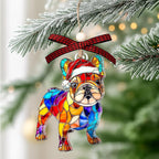 French Bulldog Ornament – Faux Stained Glass Frenchie Christmas Ornament - Image 4