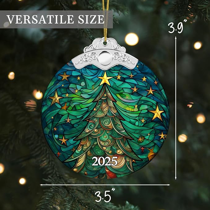 Christmas Ornaments 2025 Faux Stained Glass Effect, Christmas Tree Ornaments - Image 5