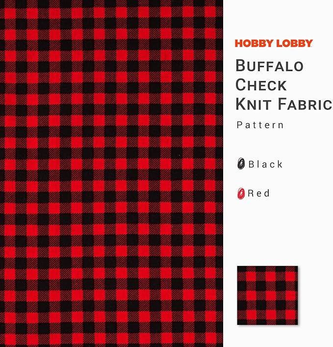 Hobby Lobby Red & Black Buffalo Check Cotton Calico Fabric, 2 Yards | Precut - Image 2