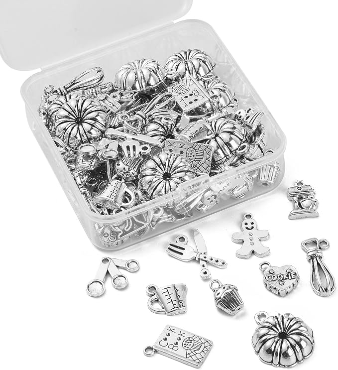 DanLingJewelry 100Pcs 10 Styles Baking Charms Cupcake Bakery Coffee Egg Beater - Image 7