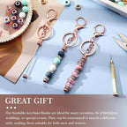 Tondiamo 12 Pcs Beadable Keychains Bars Bulk Blank Beaded Metal Keychain - Image 6