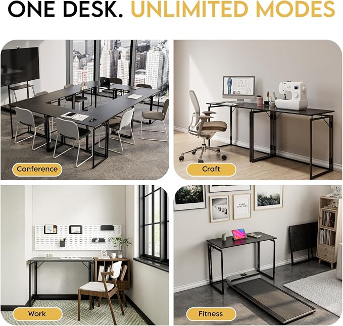 alawooder 31.5" Folding Desk: No Assembly, Wood Top - Image 8