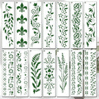 14 PCS Reusable Border Flower Stencils by XIAOSHAN