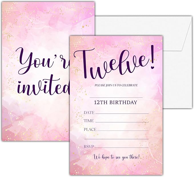 Pink Lover Birthday Invitations, 25 Double-Sided Invitation Cards by seclate