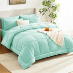 CozyLux Queen Comforter Set Mint Green, 7 Pieces Bed in a Bag, All Season - Image 8